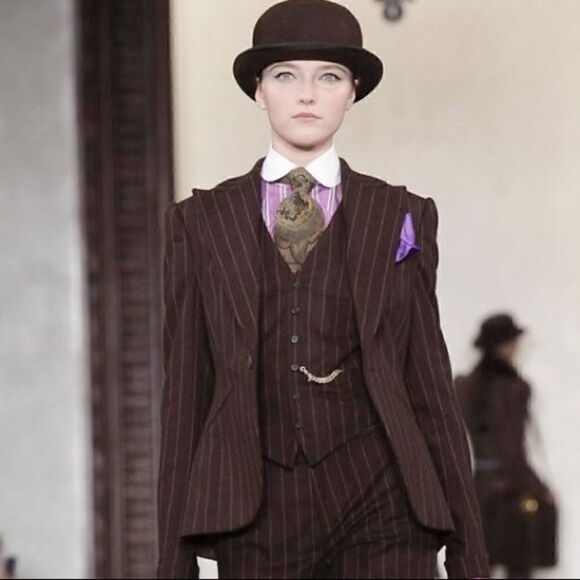 Ralph Lauren Fall '12 Chocolate Brown Cashmere Blend Pinstripe Pencil Skirt - Picture 8 of 16